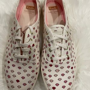 New Kate Spade New York Keds Sneakers "White Lips"